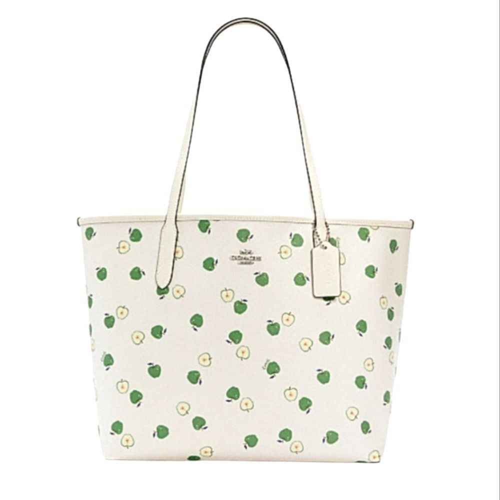 NWT Coach Leather City Tote With Apple Print - Picture 4 of 7